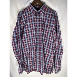 Faconnable Long Sleeve Button Down Dress Shirt Plaid  Size XL Multi Color